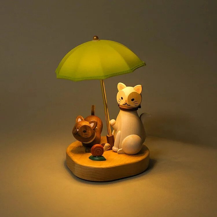 Cat Umbrella - Wooden Ambiance Light
