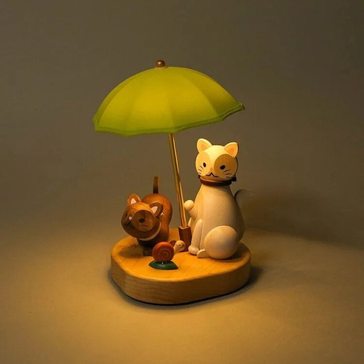 [4711717231309] Cat Umbrella - Wooden Ambiance Light