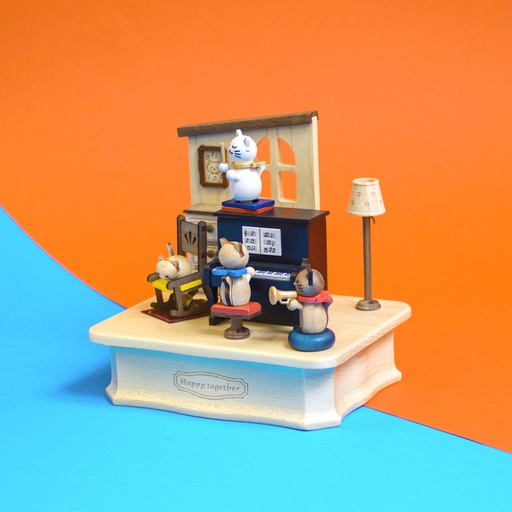 [4711717231613] Cat Play Piano - Swaying Music Box