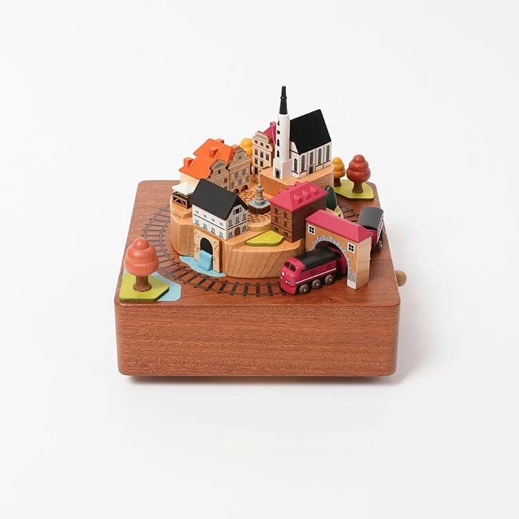 Autumn Train - City Wooden Music Box