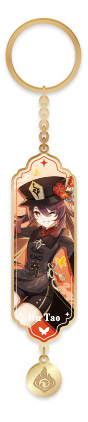 [6974696615609] Character Metal Epoxy Resin Keychain - Fragrance of Plum in the Snow Hu Tao