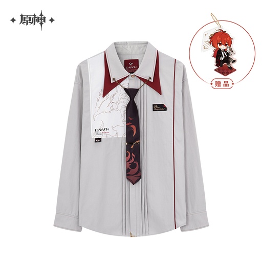 [6975628244201] Diluc Impression Apparel - Shirt - Light Gray - S Size